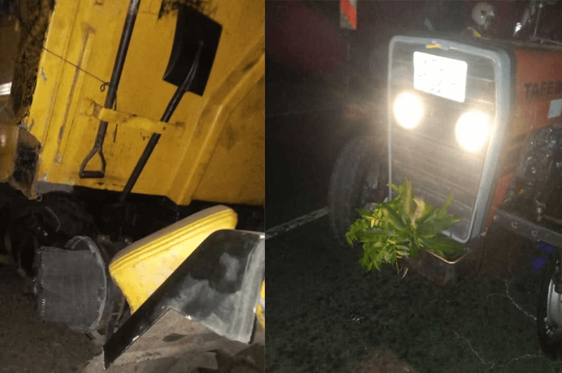 டிராக்டருடன் டிப்பர் வாகனம் மோதி கொடூர விபத்து; 5 பேர் பலி!