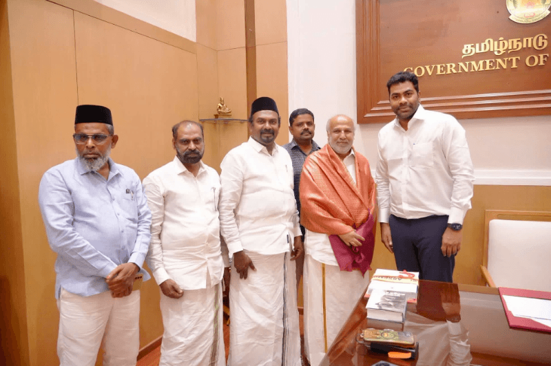 முஸ்லிம் காங்கிரஸ் தலைவர் ஹக்கீம்; தமிழக அமைச்சர் ஆதவ் அர்ஜுனா சந்திப்பு!