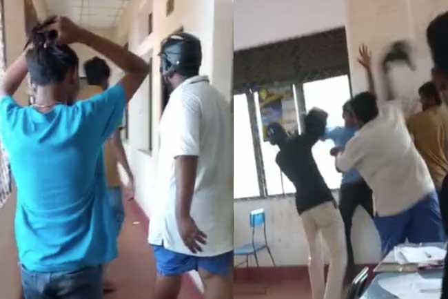 பாடசாலையினுள் மாணவர்கள் மீது தலைக்கவசத்தால் தாக்குதல்!