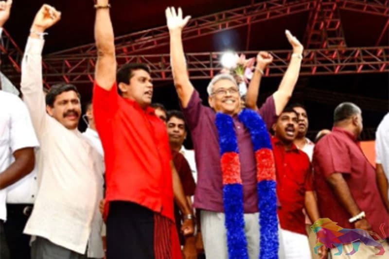 கோத்தாபய ஒழுக்கமிக்க சமூகத்திற்காய் உறுதியளிக்கும் போது “மிளகாய்த் தூள்” உறுப்பினர் மேடையில்!
